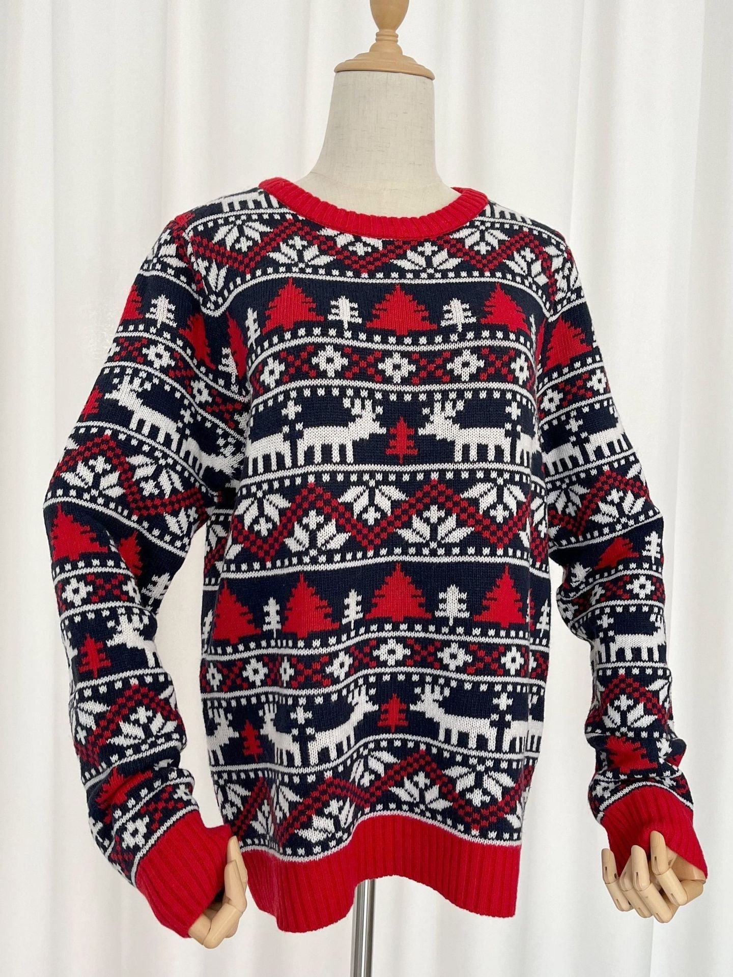Christmas Deer Sweater Loose Round Neck