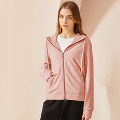 Fall Coat Double Zipper Hooded Long Sleeve Warm Cardigan Women