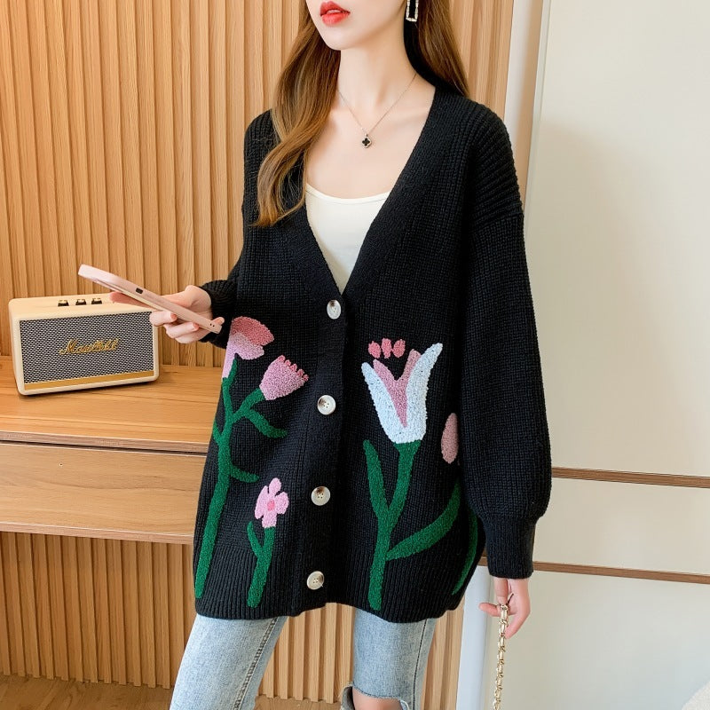 Knitted Cardigan Top Women