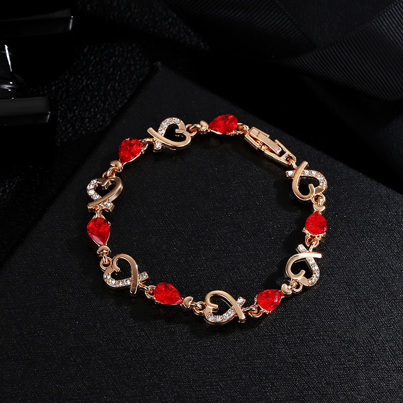 Heart-Shaped Bracelet with Rhinestones