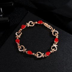 Heart-Shaped Bracelet with Rhinestones
