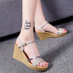 Slope Heel Sandals Korean Version