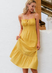Boho Solid Color Strap Lace Dress