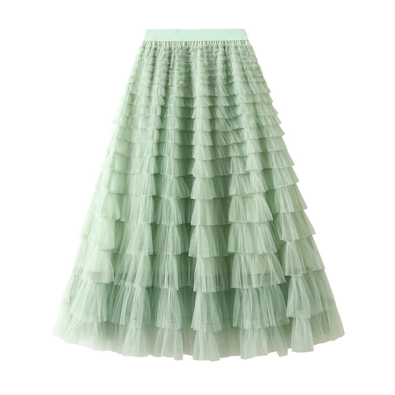 Cake Skirt White Gauze Skirt Pleated Skirt