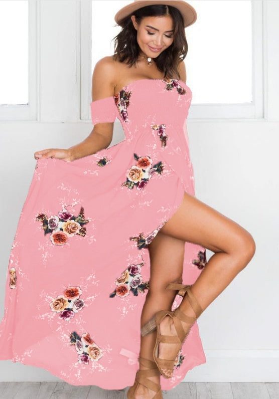 Boho style long dress Off shoulder beach dresses