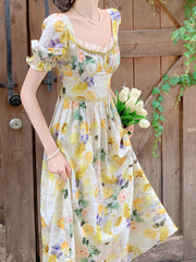 Yellow Floral Dress For In Summer