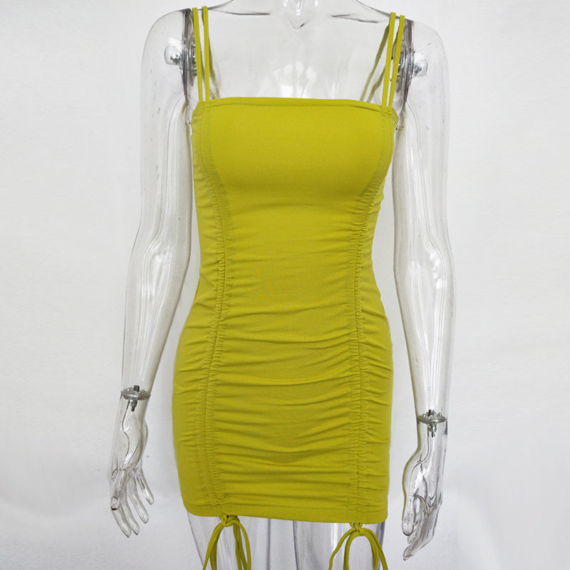 Articat Spaghetti Strap Backless Dress Strapless Bodycon Bandage Party Dresses Vestidos Club Mini Dress
