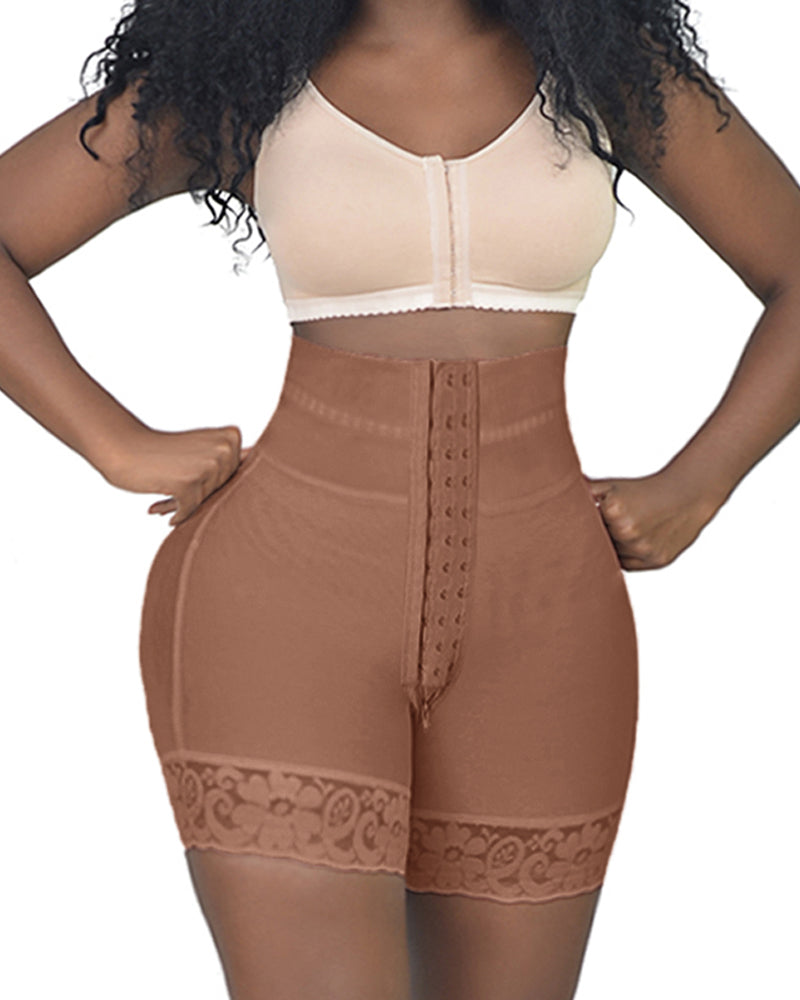 BBL Shorts Double Compression High Waisted Hook & Eye Control  With Mid-section Tummy Control Curvy Fit