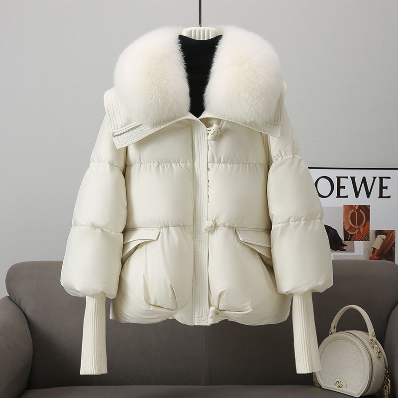 Down Cotton-padded Jacket Short Fur Collar Thickened Coat Clothing