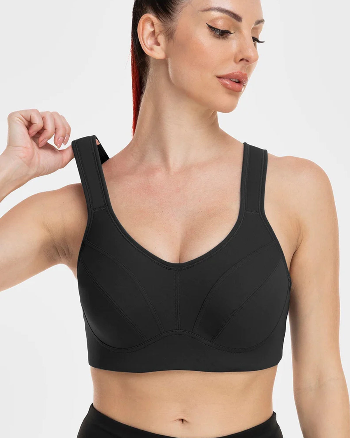 High Impact Full Coverage Plus Size Sports Bra-Black