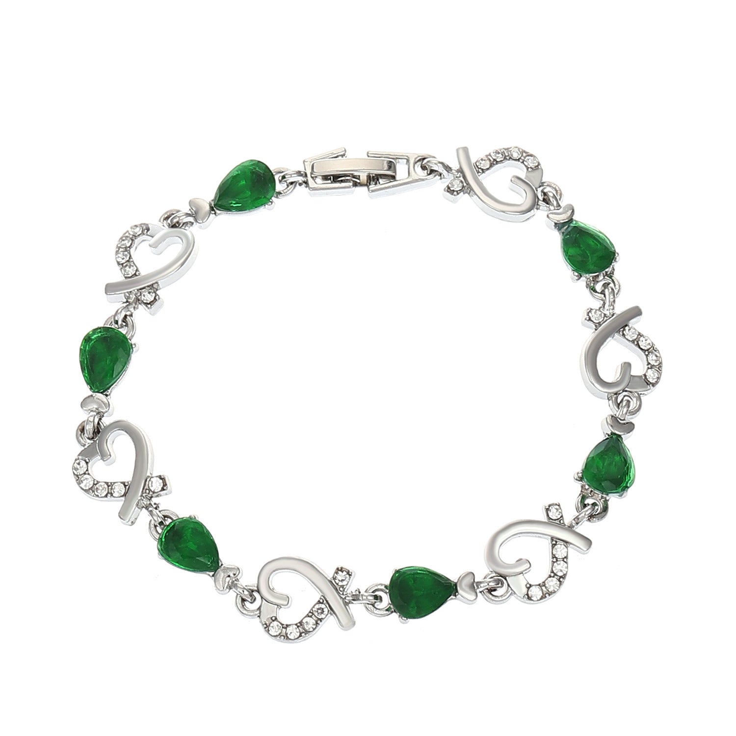 Heart-Shaped Bracelet with Rhinestones