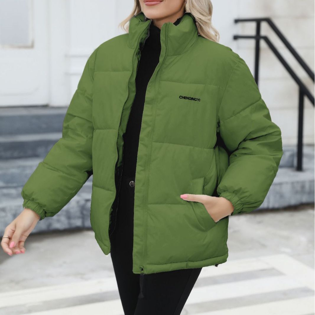 Coat Casual Windproof Down Cotton Coat Warm Thickened Jacket Solid Outwear All-match Loose Tops Clothing