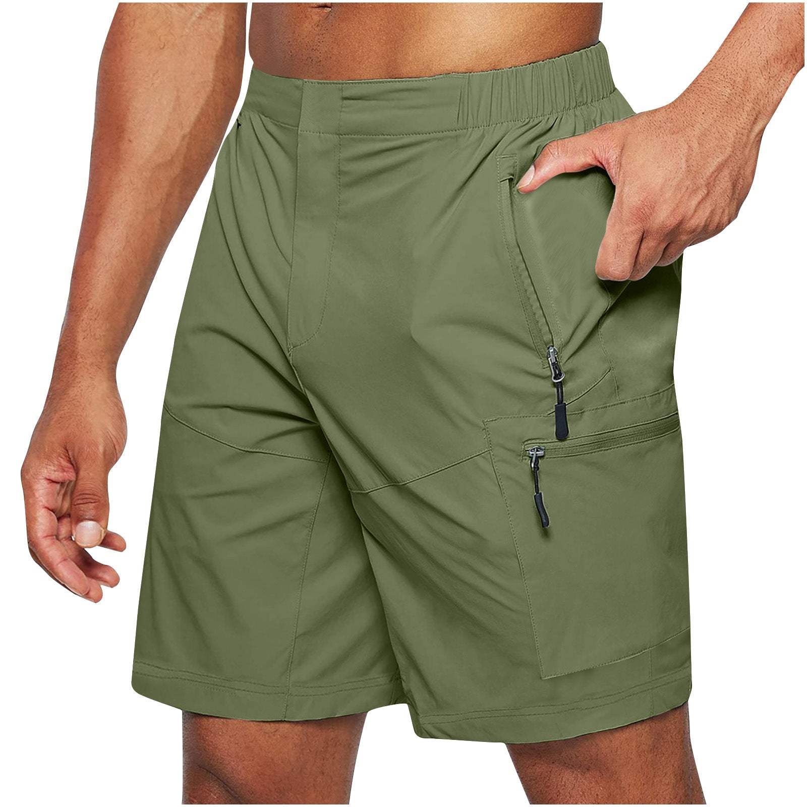Men'S Casual Elastic Waist Strap Shorts Casual Fit Outdoor Long Shorts For Men Knee-Length Straight Leg Pants Shorts