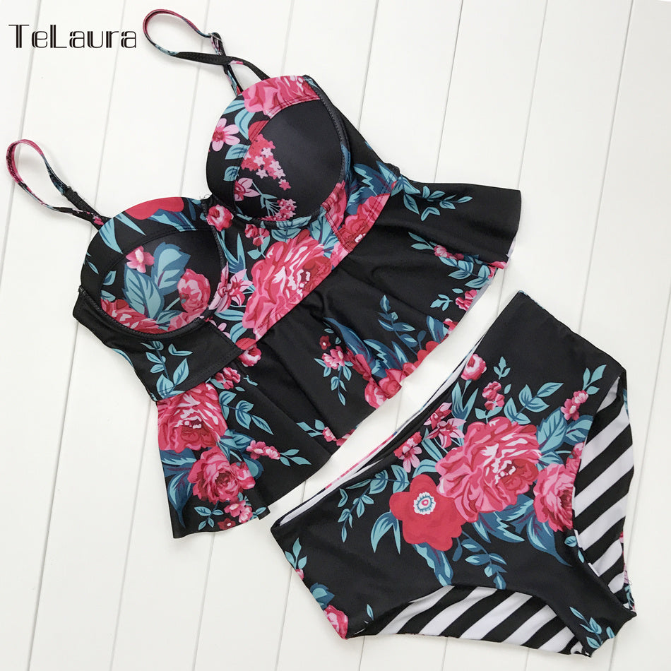 Bikini Swimwear Push Up Swimsuit High Waisted Bathing Suit Floral Biquini Two Piece Bikinis Tankini Beachwear