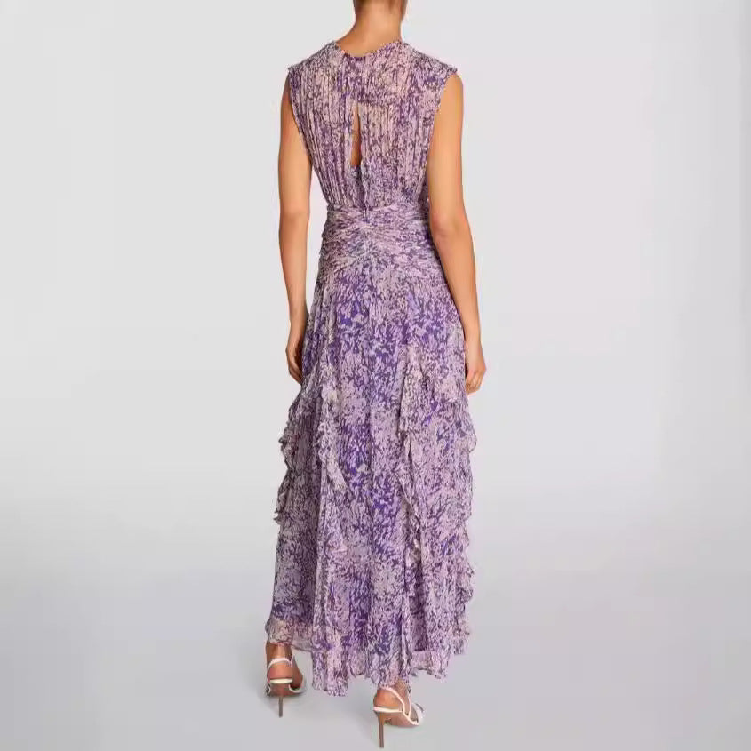 Spring And Off-the-shoulder Clothing V-neck Chiffon Dress