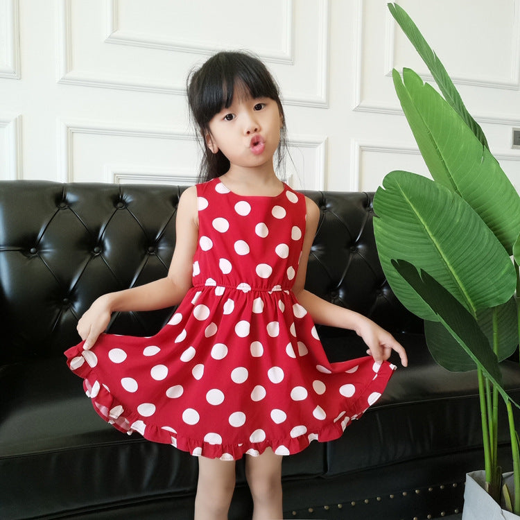 Family Matching Sand Beach Dress Set â€?& Kids' Short Sleeve Polka Dot Dresses