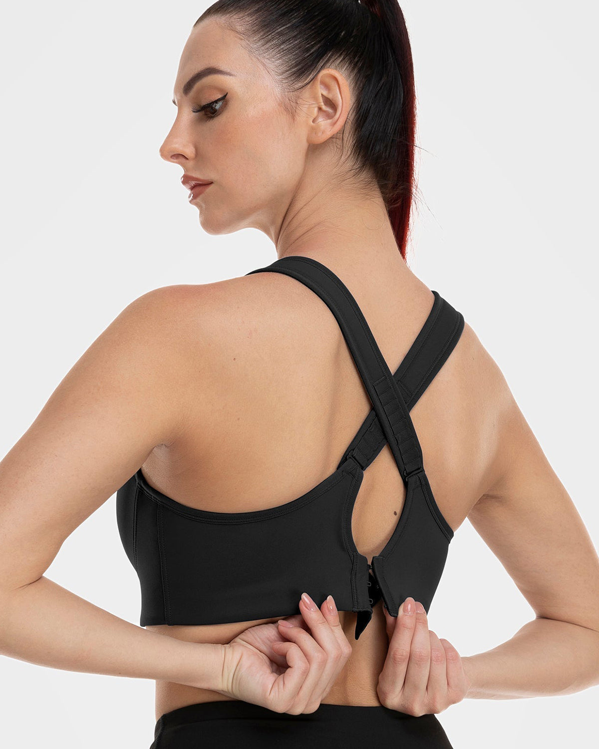 High Impact Full Coverage Plus Size Sports Bra-Black