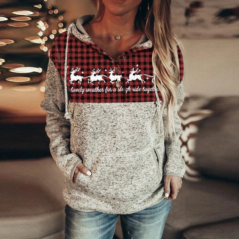 Jacket Christmas Letter Print Hooded Sweater