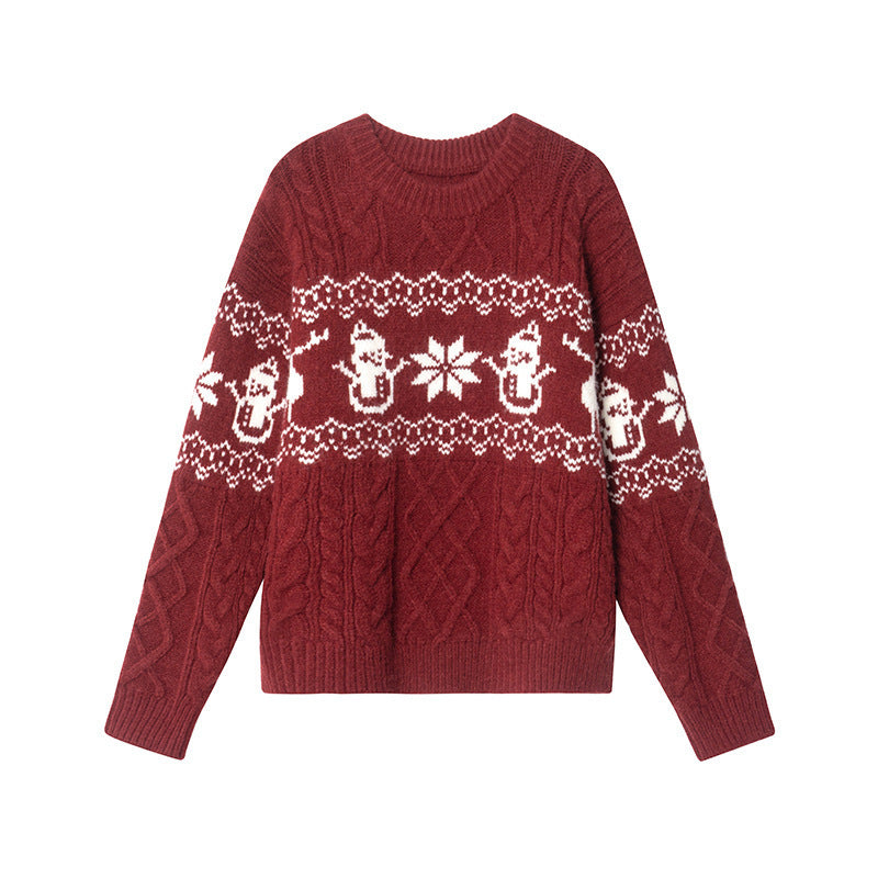 Loose Christmas Jacquard Geometric Sweater