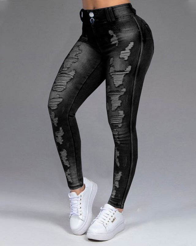 Ripped Slimming Stretch Jeans