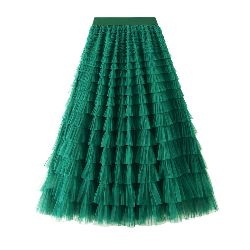 Cake Skirt White Gauze Skirt Pleated Skirt