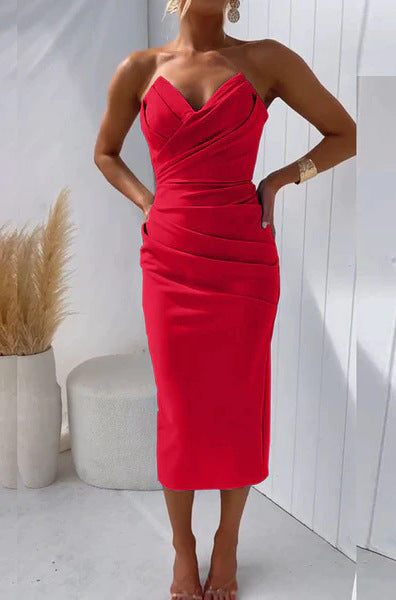 Sleeveless Slit Solid Color Dress