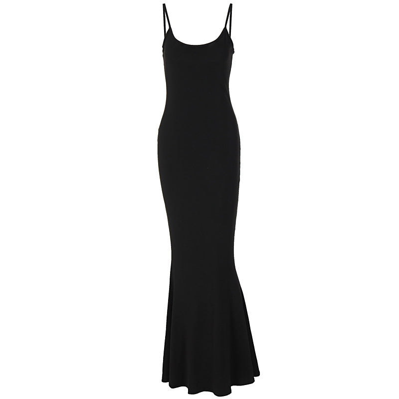 Spaghetti Strap Long Dress Slim Skinny Bodycon Party Club Suspender Casual Street Dresses