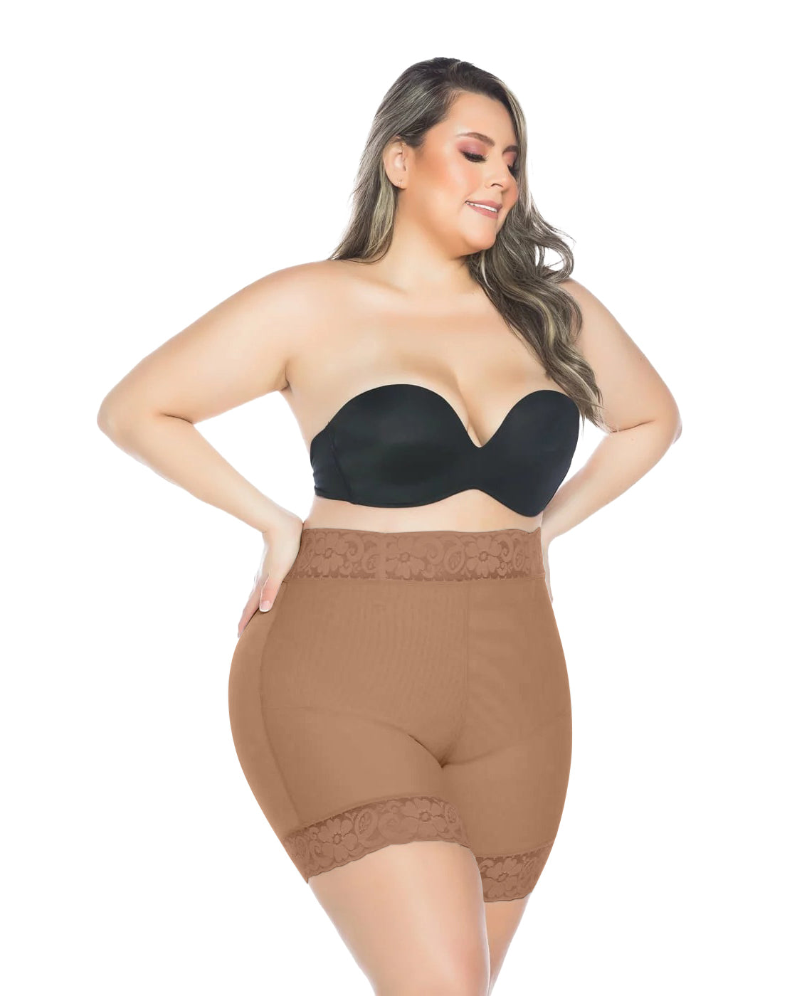Double Compression High Waist Seamless Butt Lifting Lace Shaper Shorts with Bones