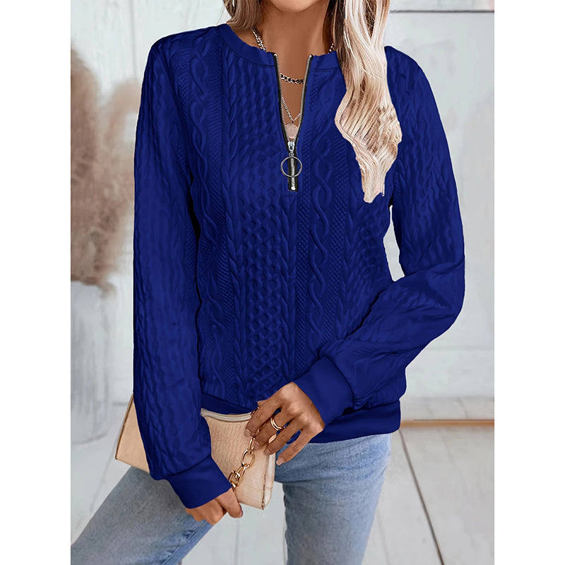 Textured Half Zip Pullover Tops Casual Long Sleeve Crewneck Sweatshirts