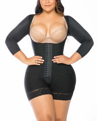Shapewear Hook And Eye Closure Breast Support Tummy Control Long Sleeve Triangle  Bodysuit Bodyshaper