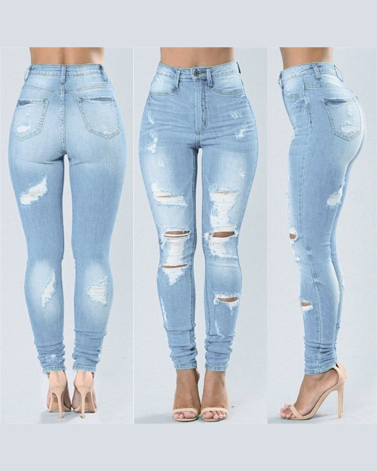 Ripped Elastic Skinny Jeans