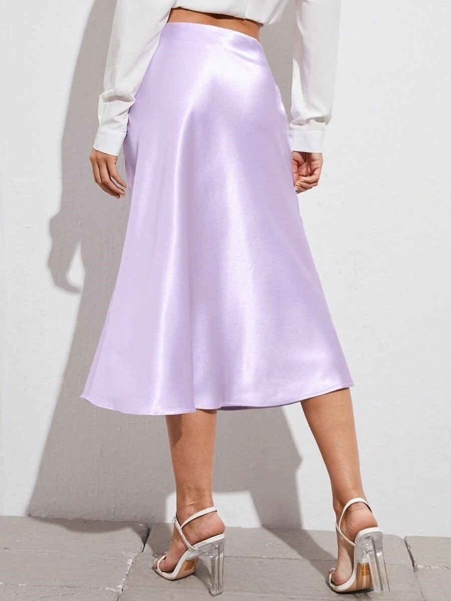 High-waist Satin Midi Skirt Spring Women