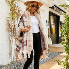 Fringe Cardigan Plaid Shawl Sweater Dress
