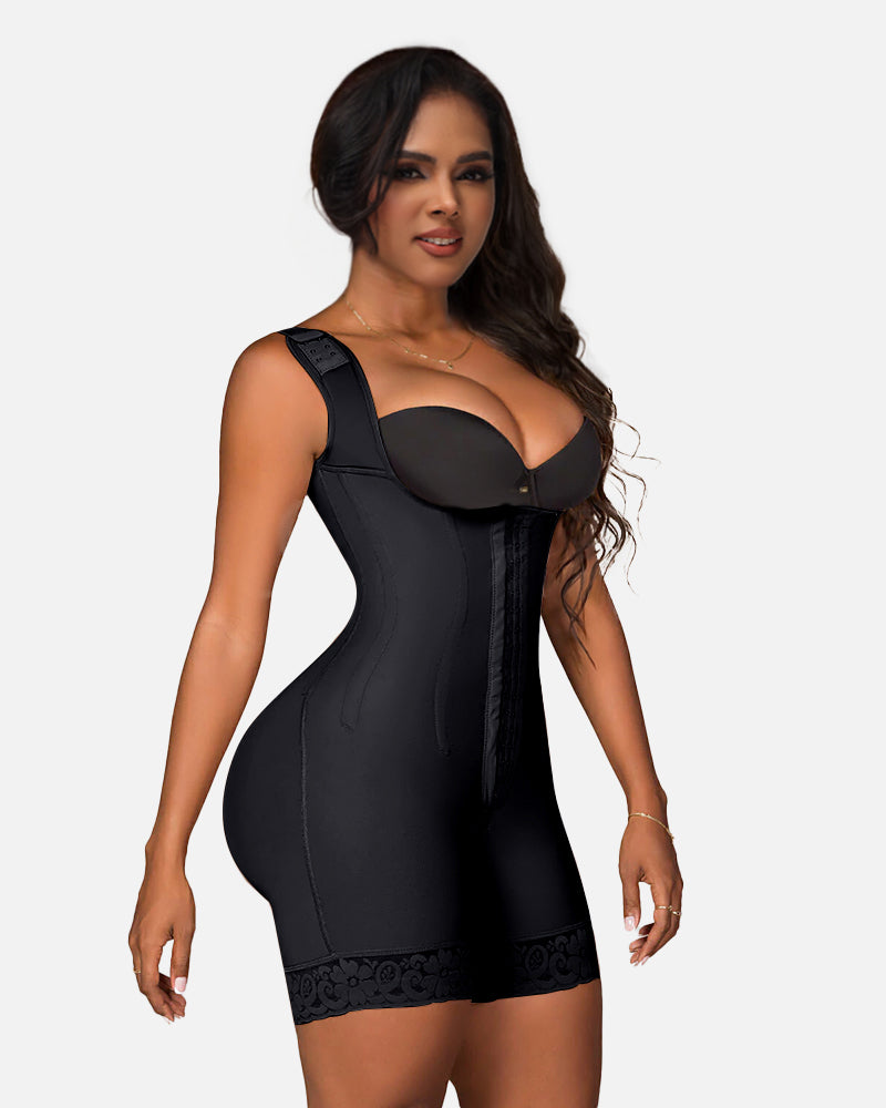 Faja Tummy Control Open Bust Shapewear Thigh Slimmer Zipper Crotch Body Shaper