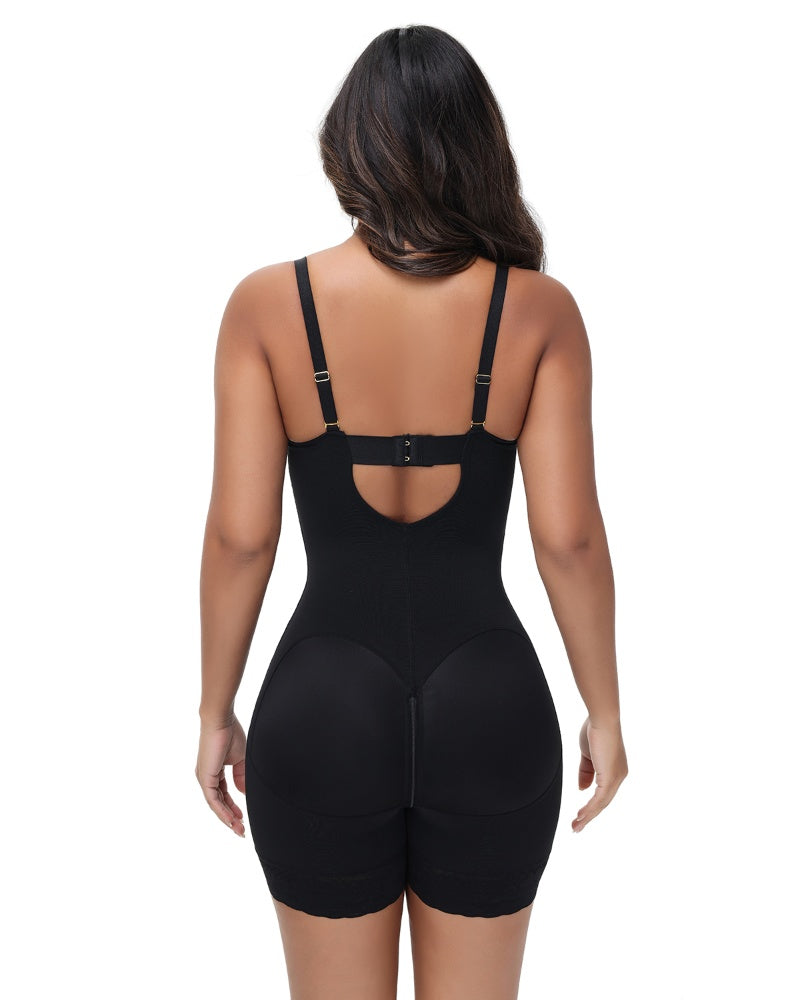 Tummy Control Bodysuit Low Back Built In Nipple Bra Shapewear