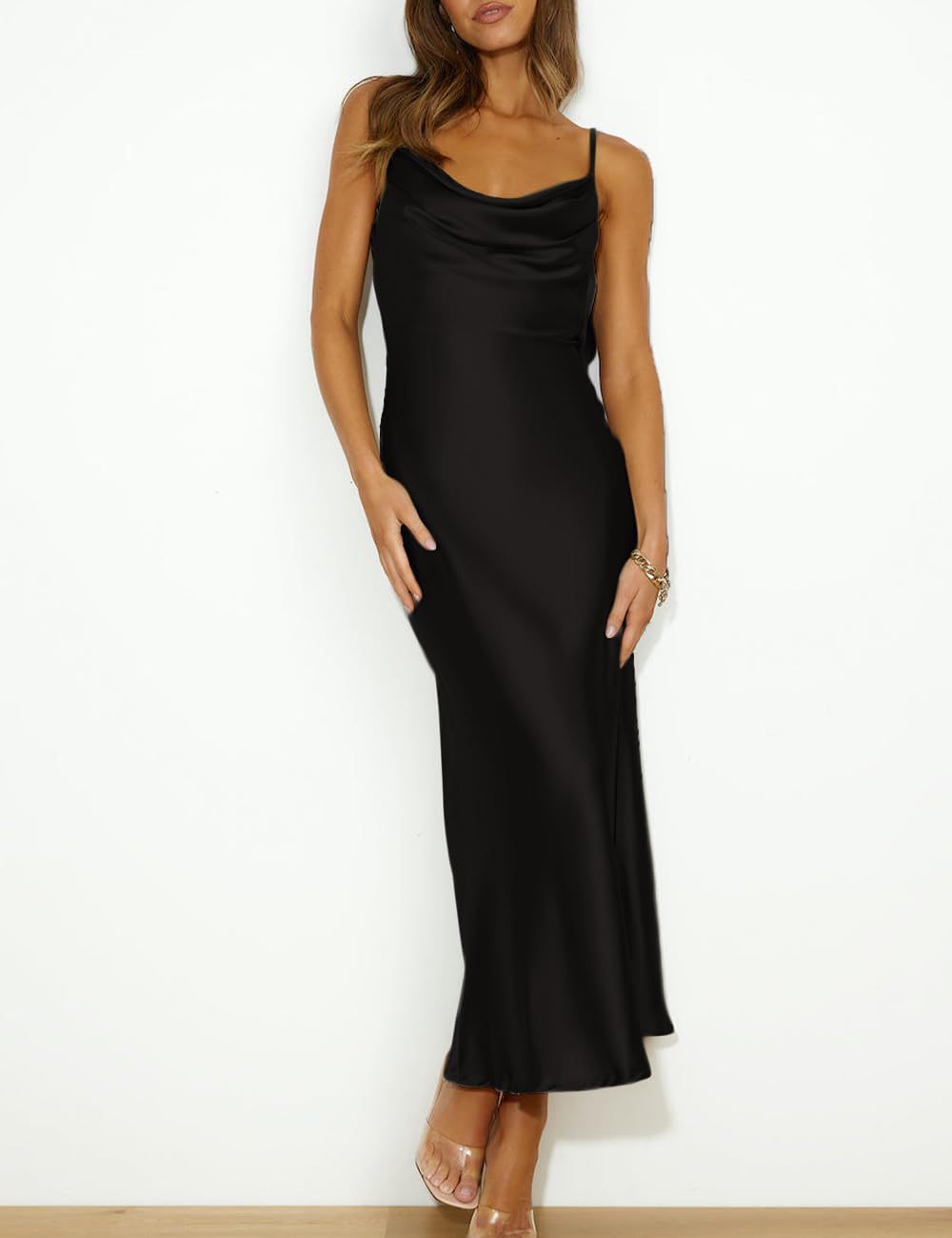 Shoulder Straps Slim-fit Backless Lace-up Long Dress Robe
