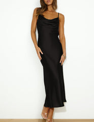 Shoulder Straps Slim-fit Backless Lace-up Long Dress Robe