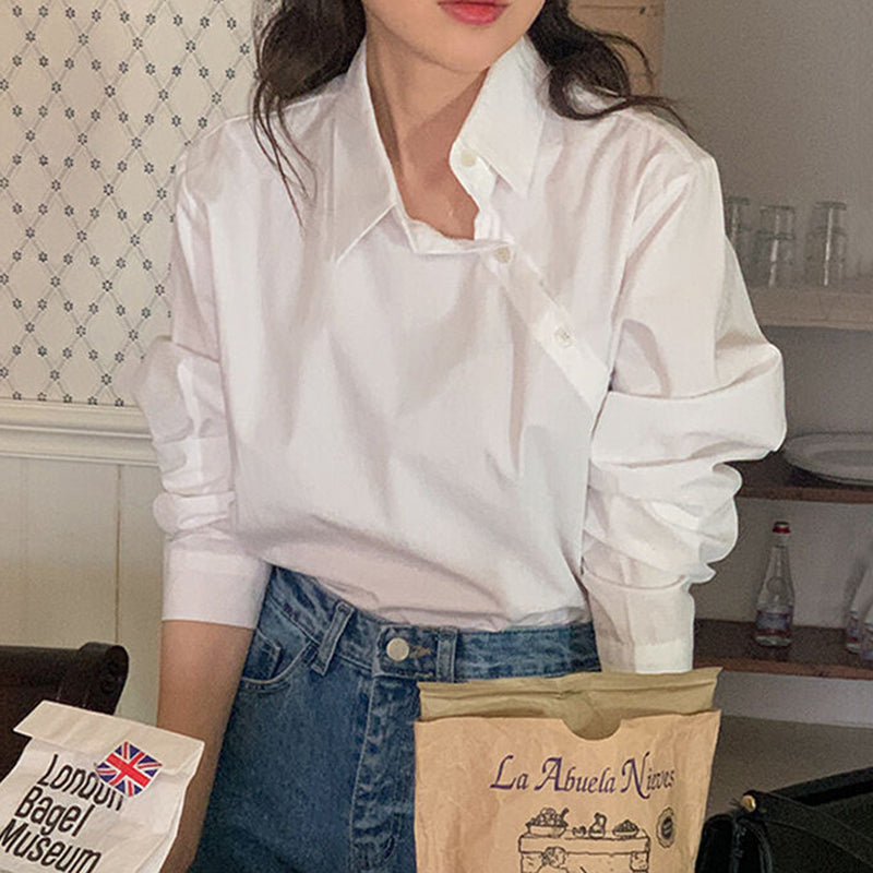 Simple Design Loose Shirt Top