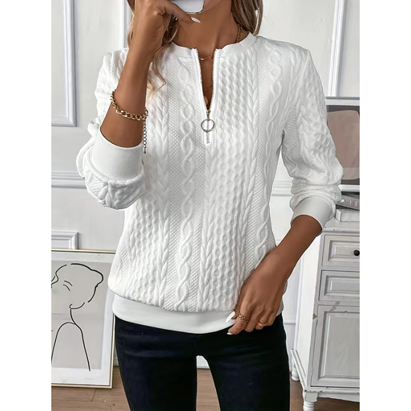 Textured Half Zip Pullover Tops Casual Long Sleeve Crewneck Sweatshirts