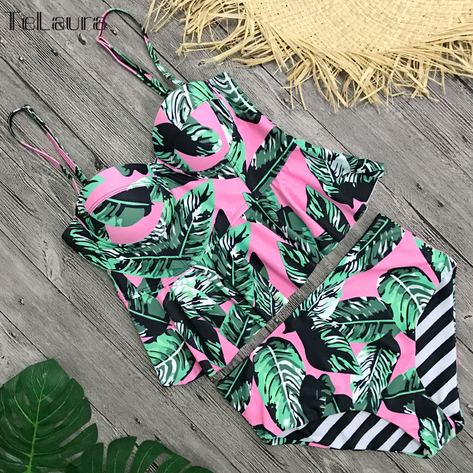 Bikini Swimwear Push Up Swimsuit High Waisted Bathing Suit Floral Biquini Two Piece Bikinis Tankini Beachwear