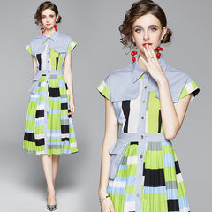 Panel pleated dress