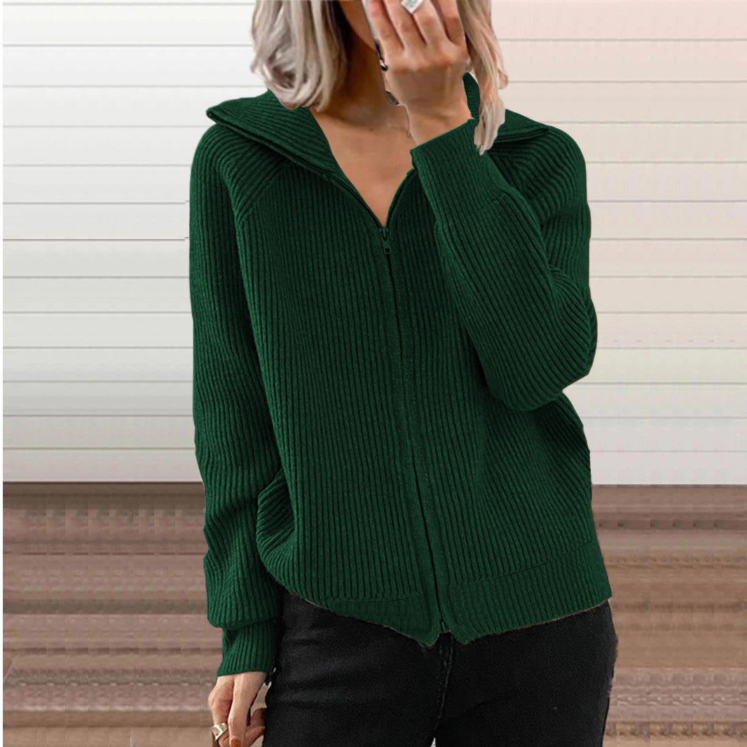 Europe And America Stripe Casual Loose Knitwear Coat Women