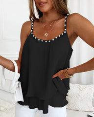 Pearl Camisole Top â€?Ruffled Loose Fit Tank