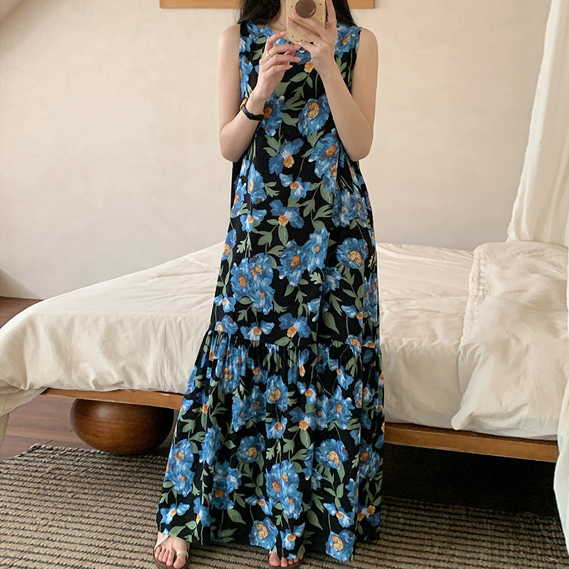 Longline Korean-style Pajama Dress With Vest Style