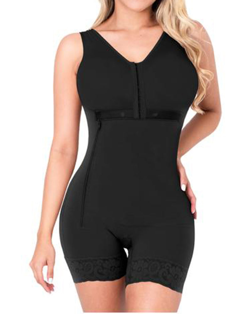 Bodysuit Bodyshaper Side Zipper Adjustable Breast Support Tummy Control Shaperwear