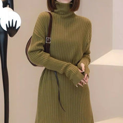 And Large Size Idle Style Belt Midi Knitted Bottoming Skirt