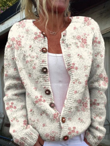 And Style Loose 3D Printed Knitted Cardigan Sweater