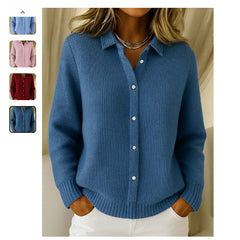 Casual Button Knitted Lapel Sweater For Long Sleeve Knitted Sweaters Tops Jumper