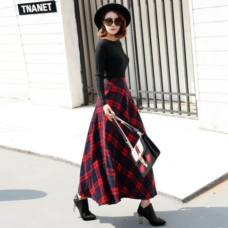 and high-waisted skirt slim woolen skirt