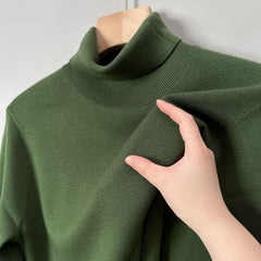 Non-scratchy Thermal Turtleneck Woolen Sweater Men's Thickened Solid Color Minimalist Long Sleeve
